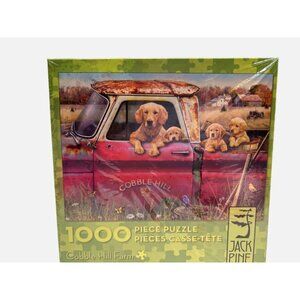 Jack Pine Co Cobble Hill Farm 1000 Piece Jigsaw Puzzle Dog Red Truck Puppies